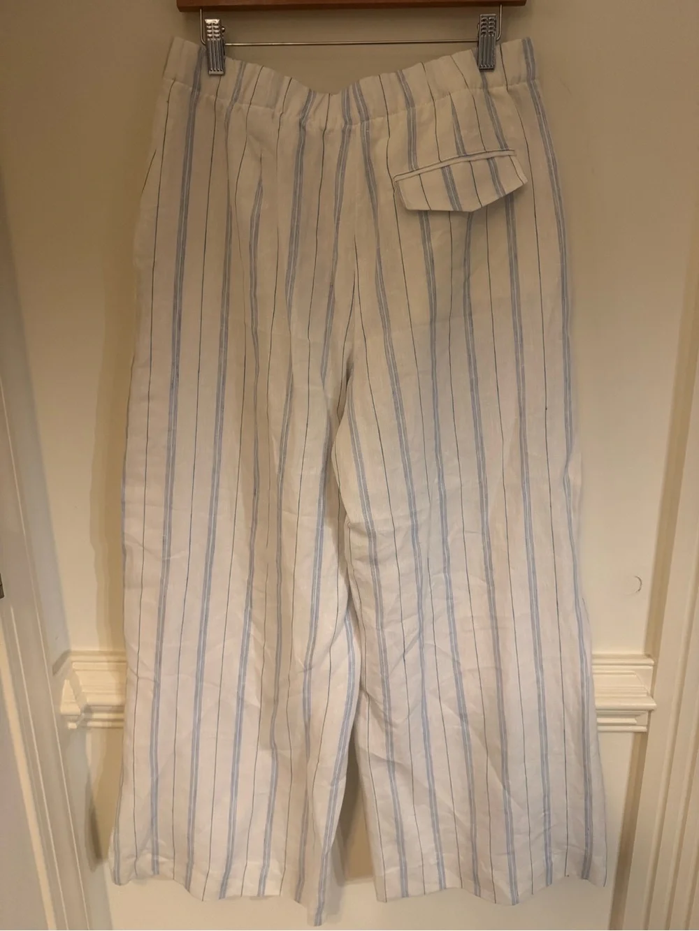 Banana republic Light Blue Stripe Wide-Leg Linen Blend pant nwt